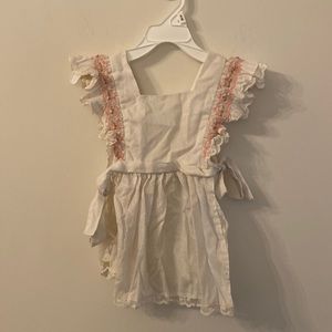 Vintage Polly flinders hand smocked dress apron size 4t